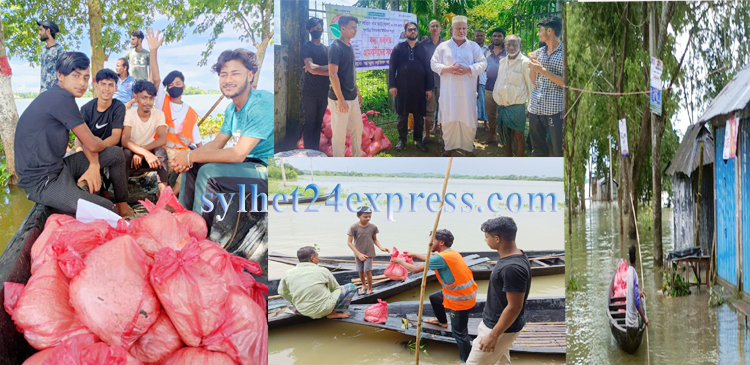 কুলাউড়ায় বন্যার্তদের ত্রাণ বিতরণ অব্যাহত : সদরু‌লের