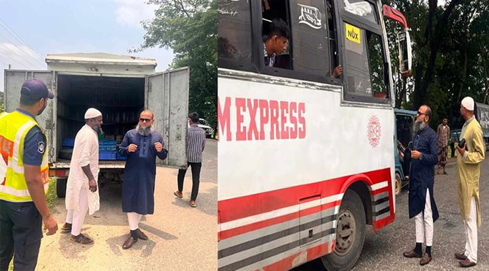 দুর্ঘটনা রোধে সিলেট-তামাবিল মহাসড়কে হাইওয়ে পুলিশের অভিযান