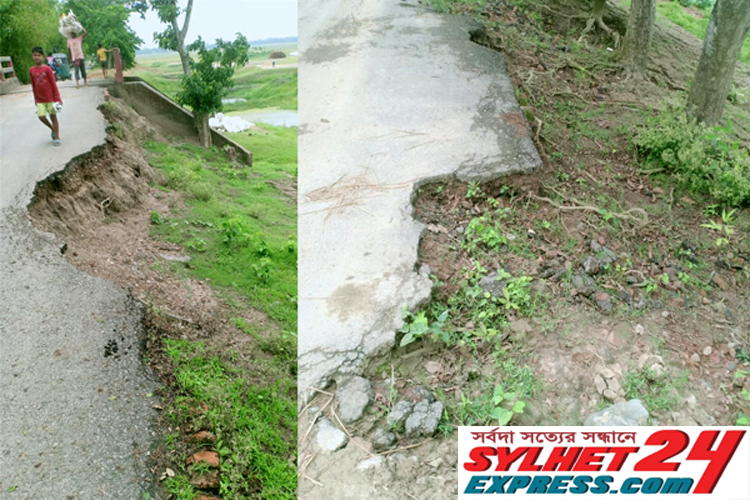 পাগলা-বীরগাঁও রাস্তায় ভাঙন, চরম ভোগান্তিতে মানুষ