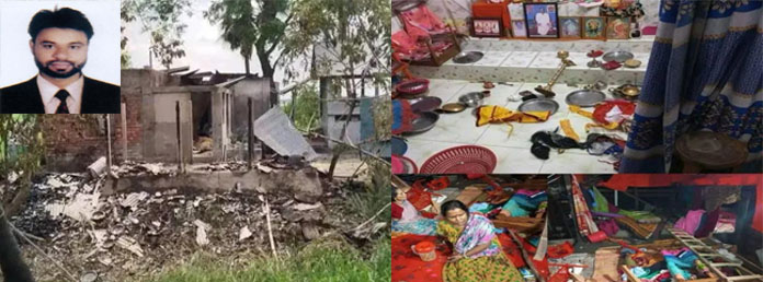 সিলেটের গোয়াইনঘাটে ছাত্রলীগ নেতা নবদ্বীপ দাসের বাড়িতে নৃশংস হামলা ও অগ্নিসংযোগ : পরিবার আশ্রয়হীন